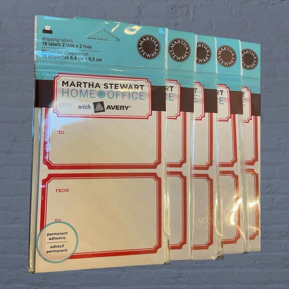 Martha Stewart Avery Shipping Labels Red Lot of 7, 126 Total Home Office 72462 - Picture 1 of 7